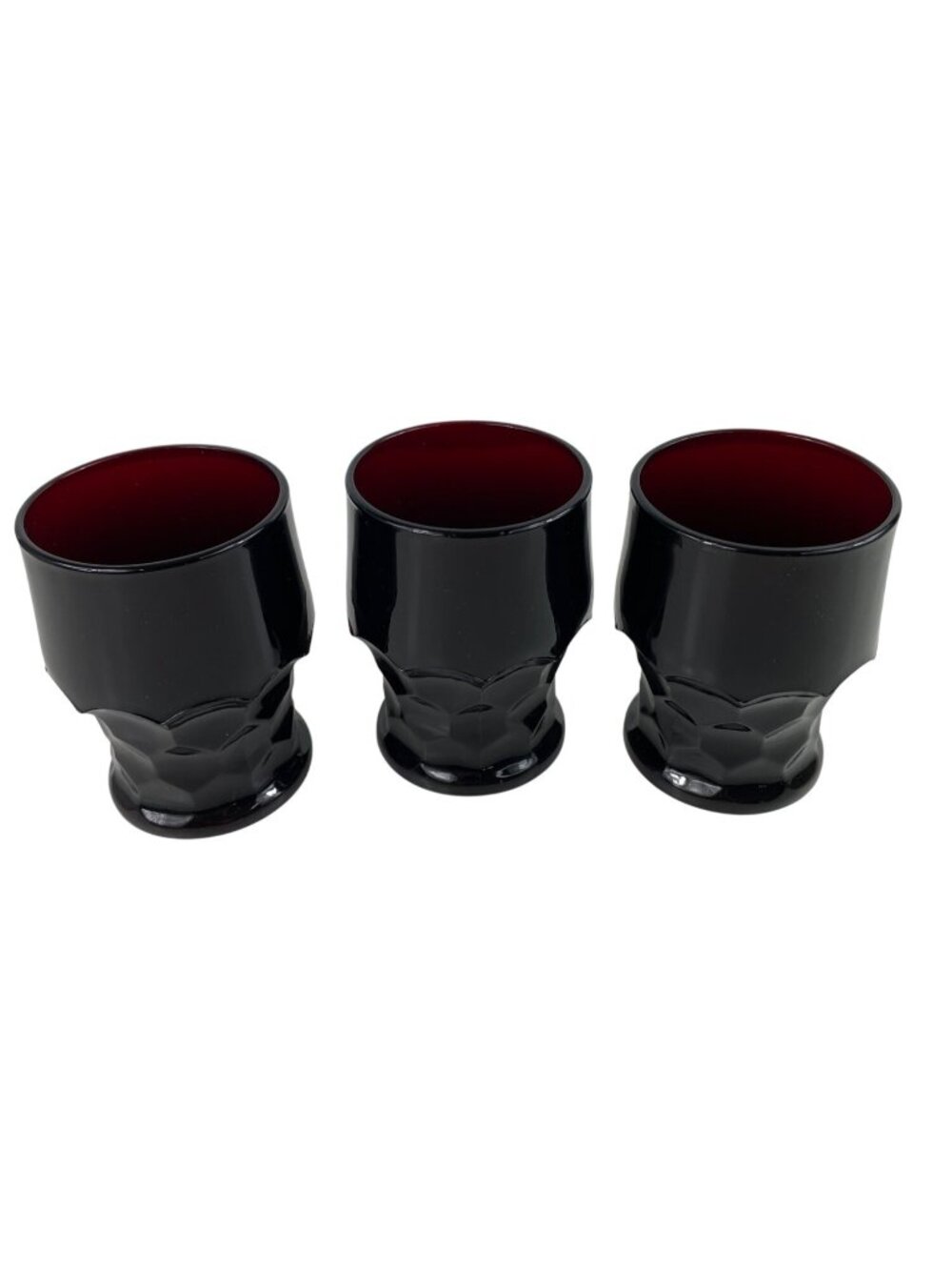 Anchor Hocking Set Of 3 Georgian Ruby Red Glass 8 Oz Flat Tumblers